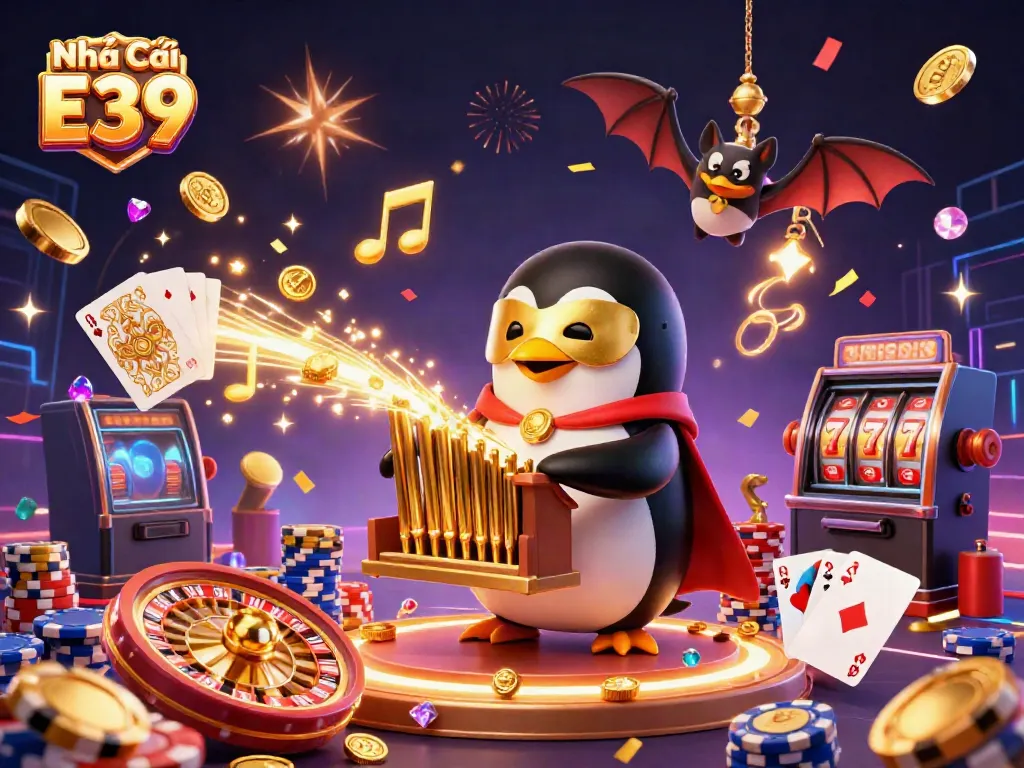 Experience the thrill of Nhà Cái E39 with vibrant gameplay elements and festive atmosphere in this dynamic casino scene.