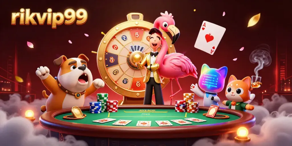 Experience excitement at rikvip99 with a 3D game show host, bulldog contestant, and prizes!
