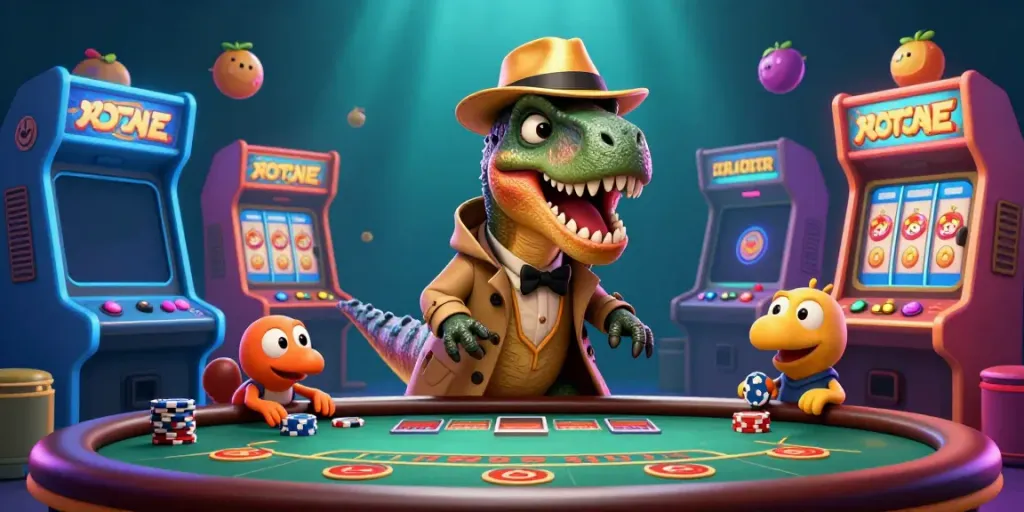 Watch the 3D velociraptor at go88 attempt to win big at the blackjack table while being watched by a stegosaurus pit boss.