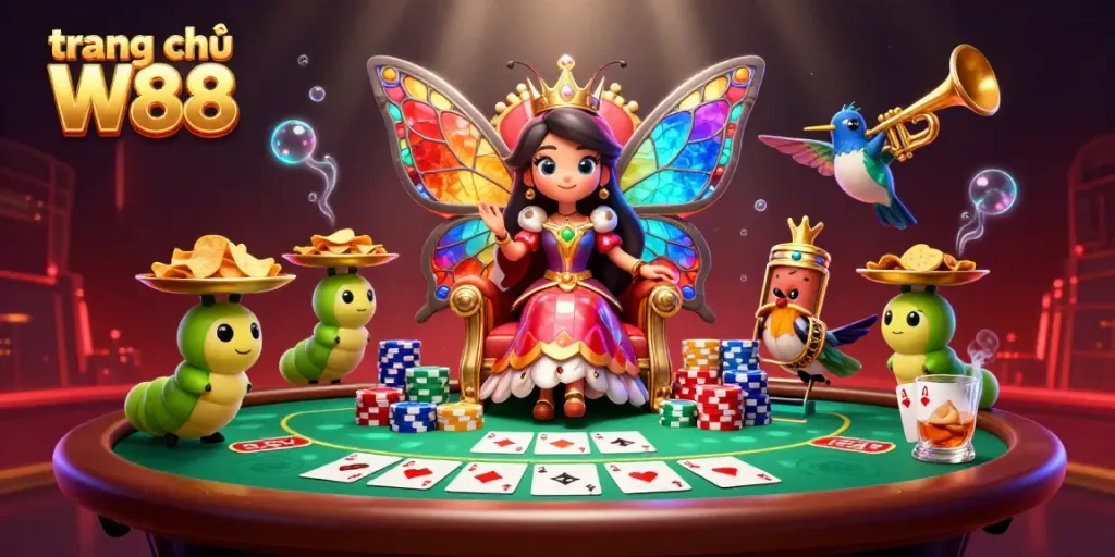Experience the vibrant world of trang chủ W88 with engaging casino elements and characters.