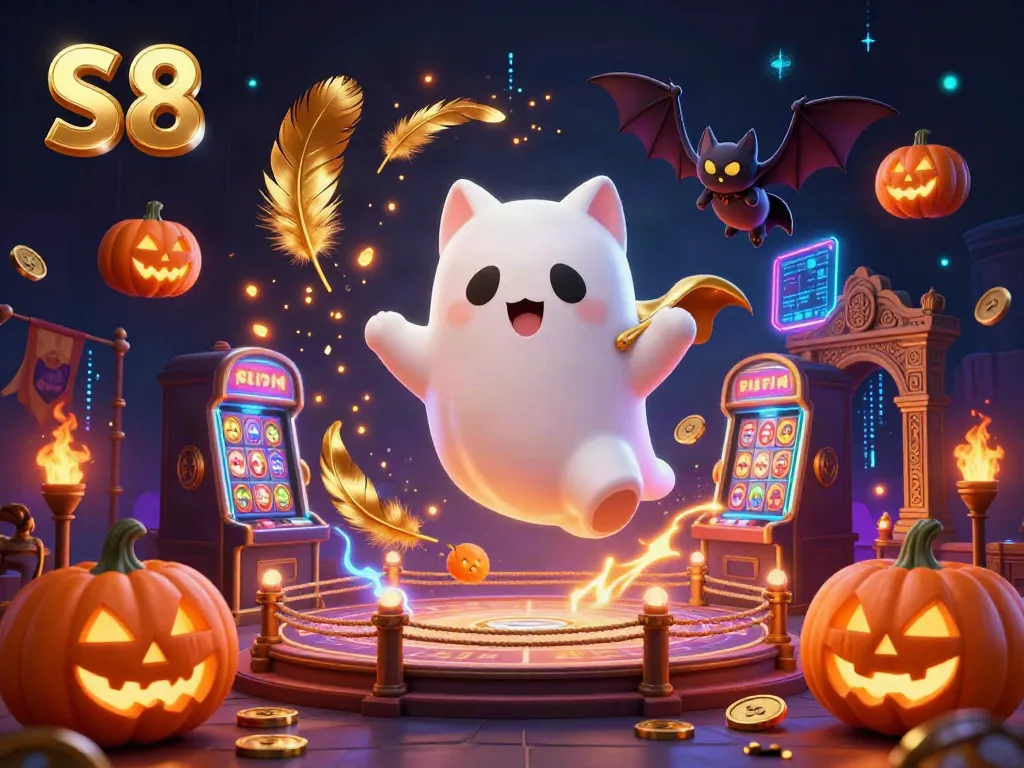 Experience the thrilling excitement of S8 as the friendly ghost cat and vampire bat explore a haunted casino.