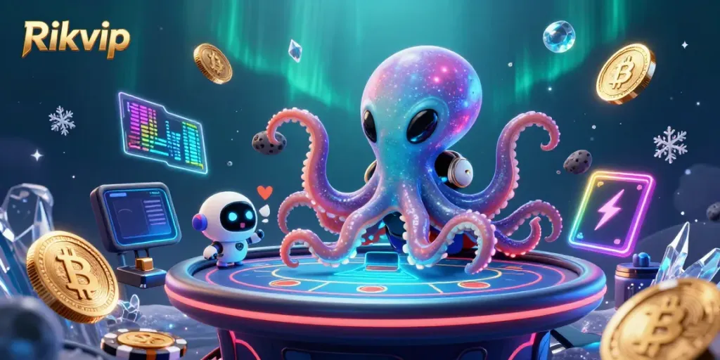 Engage with exciting games at Rikvip featuring a vibrant alien poker scene.