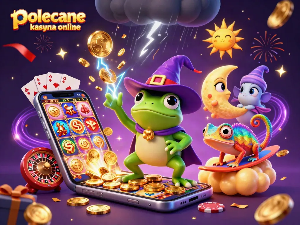 Experience the excitement of polecane kasyna online as a wizard frog creates a storm of golden coins.