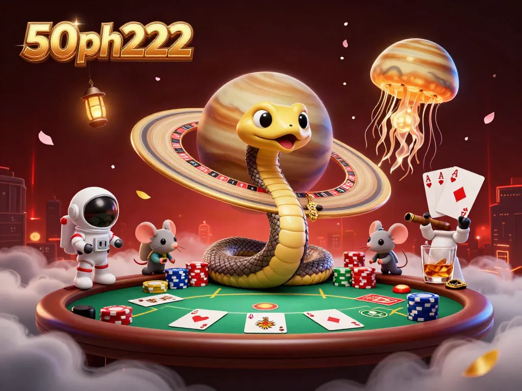 Place bets in the universe with 50ph222’s cosmic casino scene featuring vibrant characters and action.